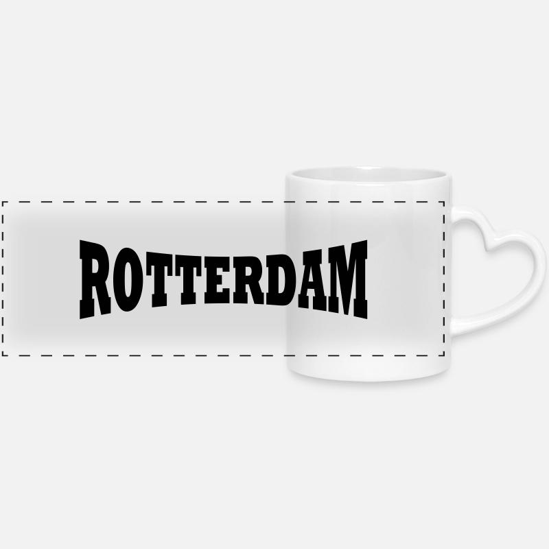 Rotterdam logo - Panoramic mug with heart handle - white