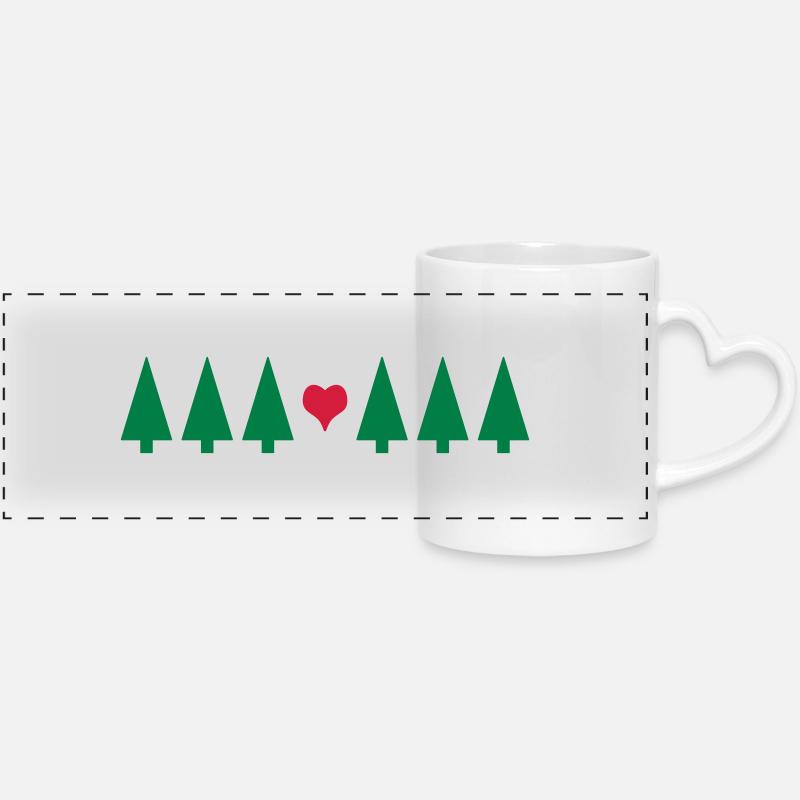 Christmas Tree Heart - Panoramic mug with heart handle - white