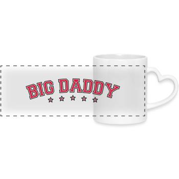Logo Vatertag Big Daddy Held Papa Vater - Panoramatasse mit Herzhenkel - Weiß - Vorne