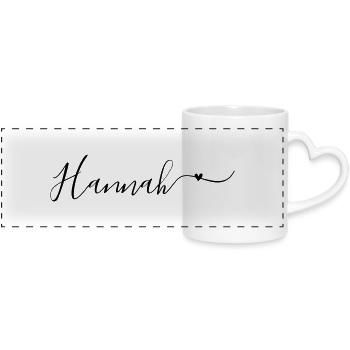Hannah Name Vorname Dekorativ - Panoramatasse mit Herzhenkel - Weiß - Vorne