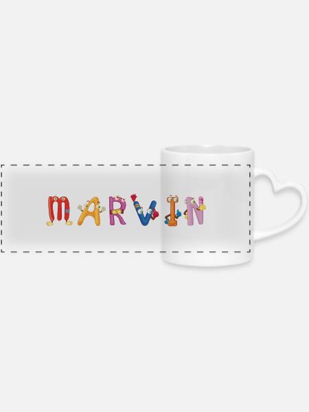 Marvin - Panoramatasse mit Herzhenkel - Weiß