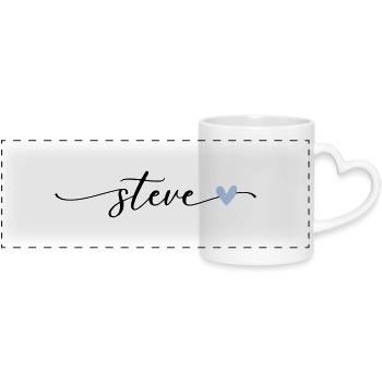 Steve Name Kalligrafie Schrift - Panoramatasse mit Herzhenkel - Weiß - Vorne