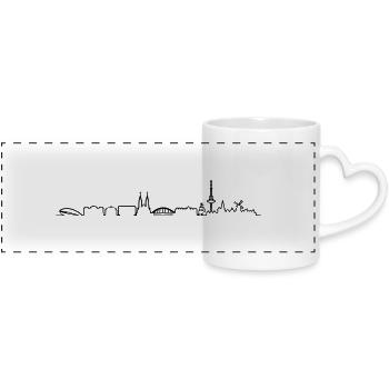 Skyline Bremen Linie - Panoramatasse mit Herzhenkel - Weiß - Vorne