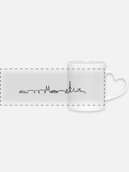 Skyline Bremen Linie - Panoramatasse mit Herzhenkel - Weiß