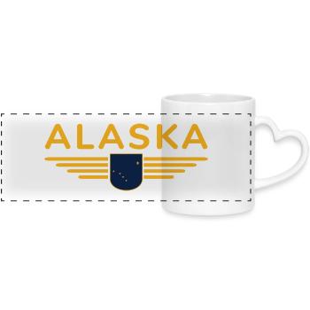 Alaska Fan T-Shirt – USA-Style - Panoramatasse mit Herzhenkel - Weiß - Vorne