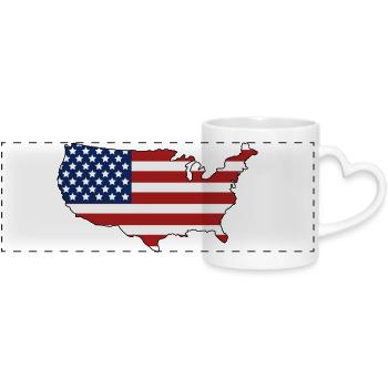 Map of the United States - Panoramic mug with heart handle - white - Front