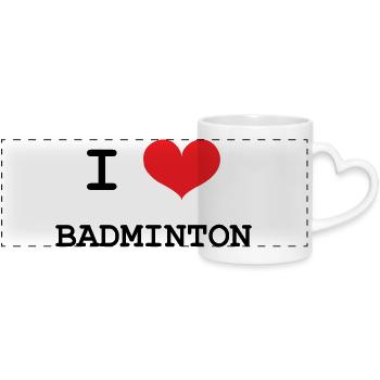 Badminton - Sport - Racket - Panoramic mug with heart handle - white - Front