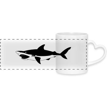 shark - Mug panoramique avec anse en forme de cœur - blanc - Devant