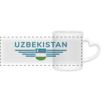 Usbekistan T-Shirt – Stolz und Kultur - Panoramatasse mit Herzhenkel - Weiß - Vorne