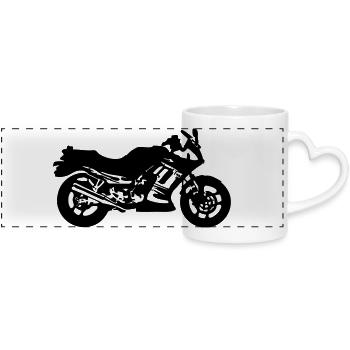 Motorrad , Ninja , Japan , Rennmaschine , (25) - Panoramatasse mit Herzhenkel - Weiß - Vorne