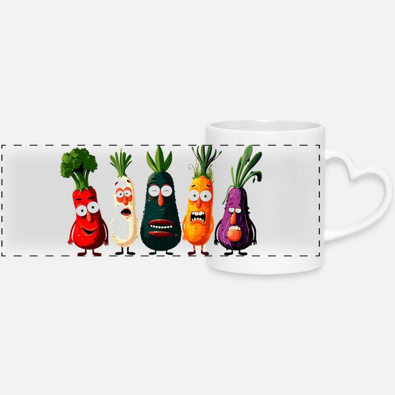 légumes - Mug panoramique avec anse en forme de cœur - blanc