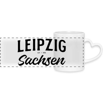 Leipzig Sachsen Design avec année de fondation - Mug panoramique avec anse en forme de cœur - blanc - Devant