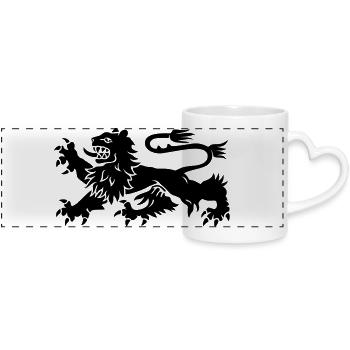 Lion - Panoramic mug with heart handle - white - Front