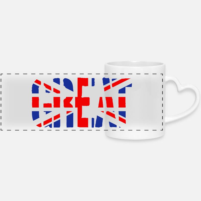 Drapeau Grande-Bretagne, d'un drapeau britannique, - Mug panoramique avec anse en forme de cœur - blanc
