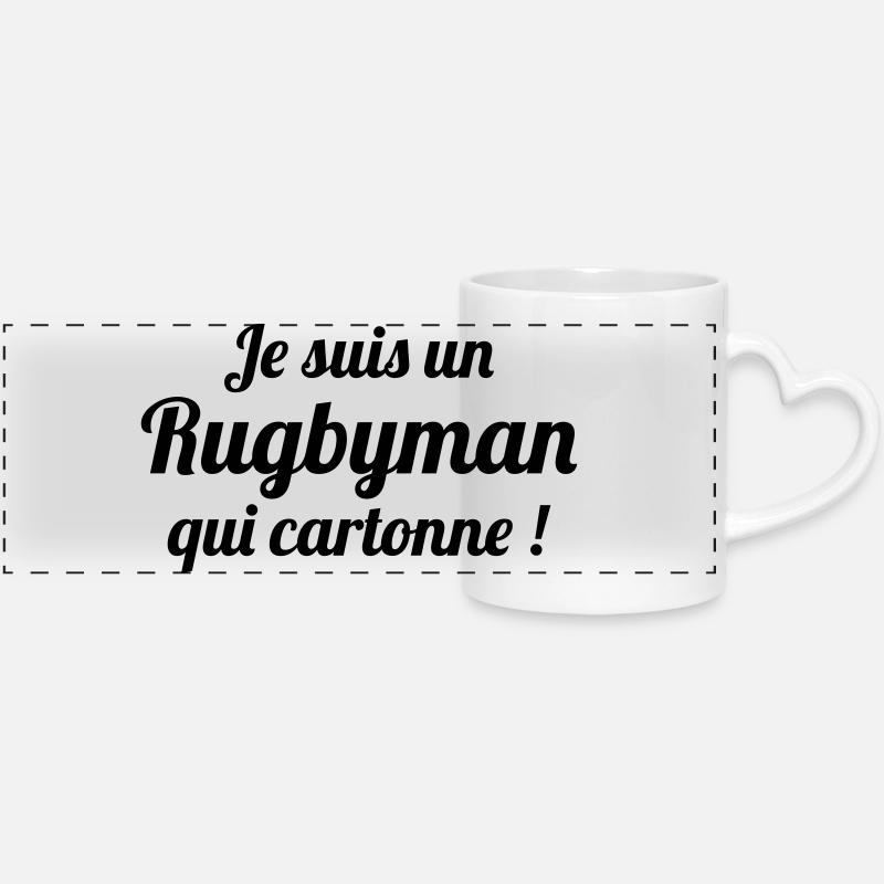Rugby - Rugbyman - Sport - Fighter - Fight - Panoramic mug with heart handle - white