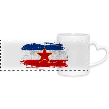 Jugoslawien Vintage Flagge - Panoramatasse mit Herzhenkel - Weiß - Vorne