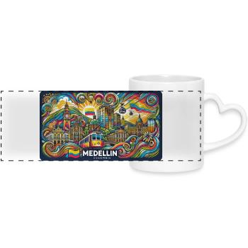 Medellin Columbia City Design - Panoramic mug with heart handle - white - Front