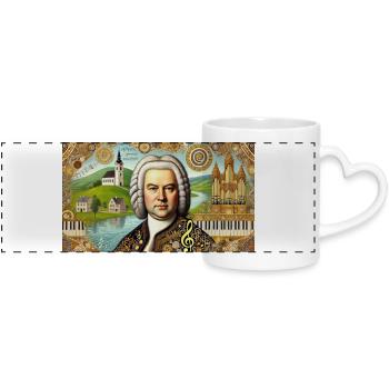 Johann Sebastian Bach: Portrait in modern painting style - Panoramic mug with heart handle - white - Front