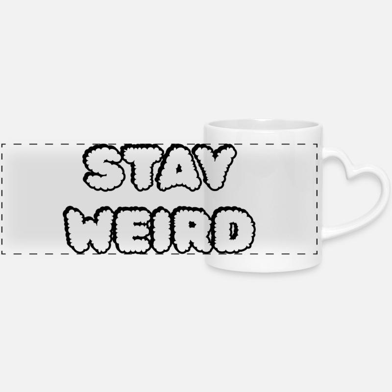 Typographie Stay Weird Cloud - Mug panoramique avec anse en forme de cœur - blanc