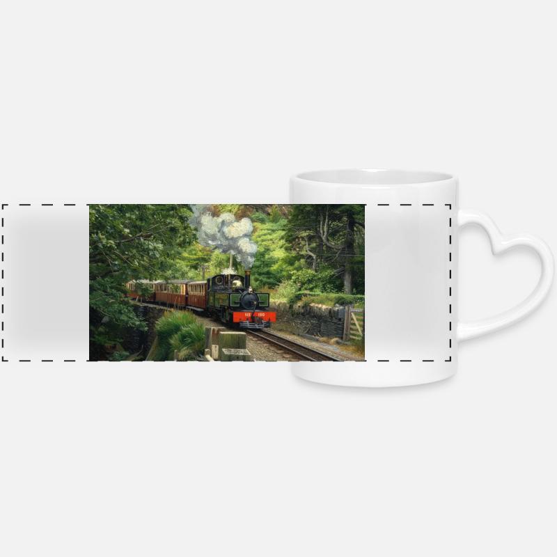 Ffestiniog Idyll - Mug panoramique avec anse en forme de cœur - blanc