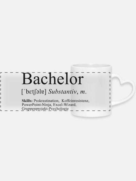 Bachelor - Panoramatasse mit Herzhenkel - Weiß