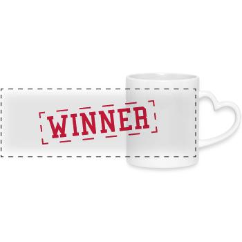 winner_stamp_au1 - Mug panoramique avec anse en forme de cœur - blanc - Devant