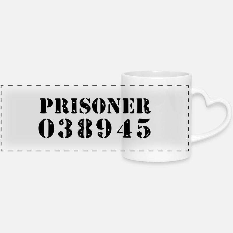 prisoner / detainee - Panoramic mug with heart handle - white