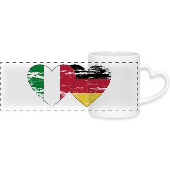 Italy Germany Flag Heart used - Panoramic mug with heart handle - white - Front