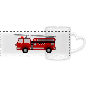 firetruck - Panoramic mug with heart handle - white - Front