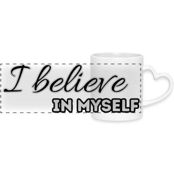 I believe in myself - Panoramatasse mit Herzhenkel - Weiß - Vorne