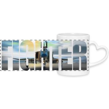 Fighter F-4 Phantom - Panoramic mug with heart handle - white - Front