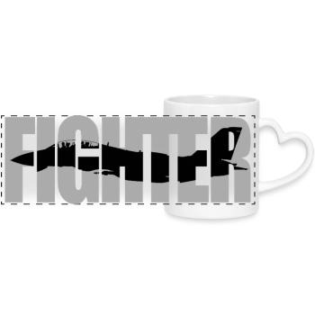 Fighter F-14 Tomcat - Panoramic mug with heart handle - white - Front
