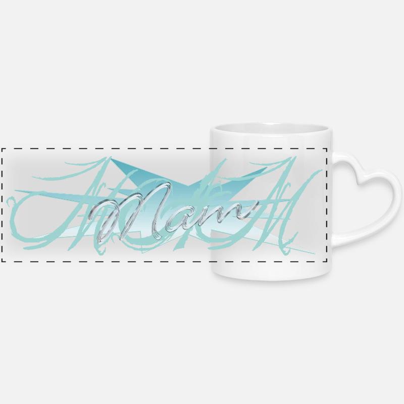 Maman étoile - Mug panoramique avec anse en forme de cœur - blanc