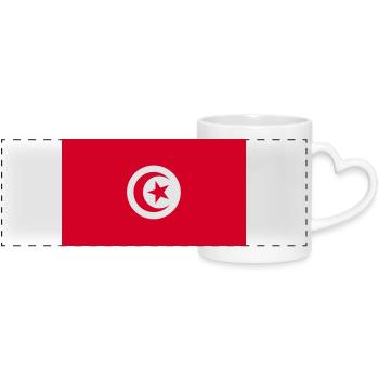 Tunisia National Flag - Panoramic mug with heart handle - white - Front