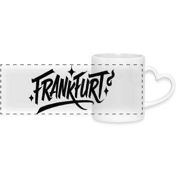 Frankfurt Graffiti Schriftzug - Panoramatasse mit Herzhenkel - Weiß - Vorne