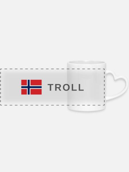 Troll - Panoramatasse mit Herzhenkel - Weiß