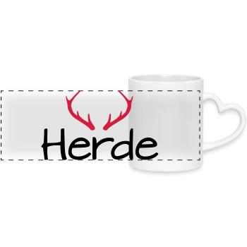 Herde Geweih Hirschgeweih - Panoramatasse mit Herzhenkel - Weiß - Vorne
