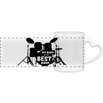 Best Band Musik Musiker Schlagzeug Spruch Geschenk - Panoramatasse mit Herzhenkel - Weiß - Vorne