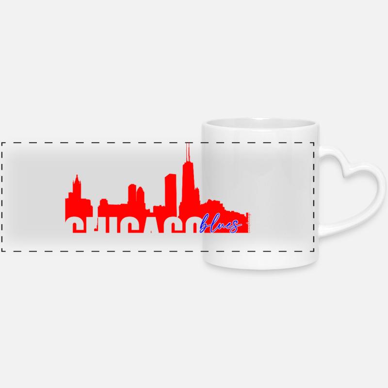 Chicago Blues - Panoramic mug with heart handle - white