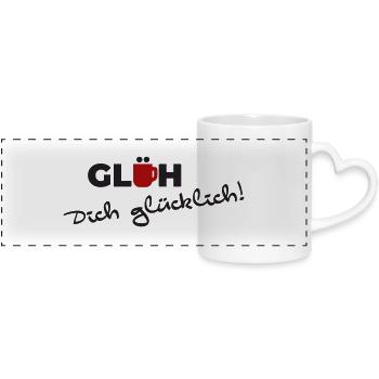 Glühwein - Panoramatasse mit Herzhenkel - Weiß - Vorne
