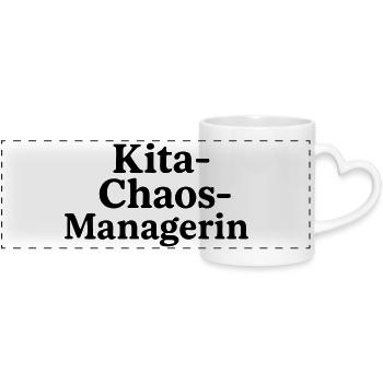 Kita-Chaos-Managerin - Panoramatasse mit Herzhenkel - Weiß - Vorne