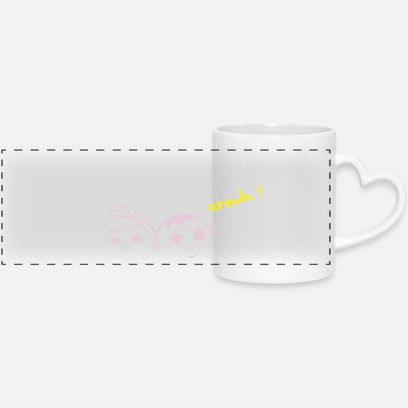1 + 1 = 4 - Panoramic mug with heart handle - white