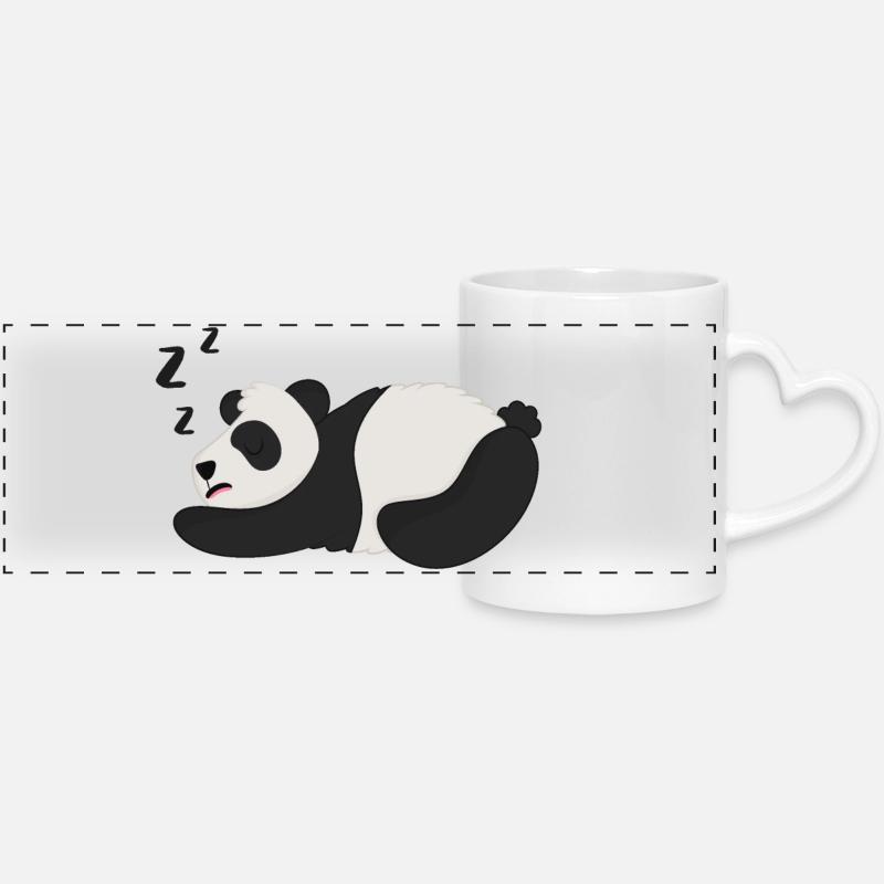 Panda Panda Bear - Panoramic mug with heart handle - white