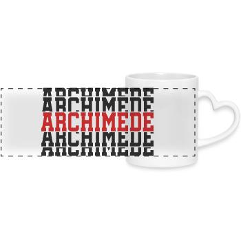 Archimede t-shirt stacked text t-shirt gift - Panoramic mug with heart handle - white - Front