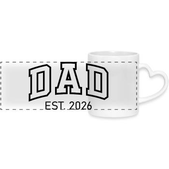 Dad est 2026 – Stolzer Vater Geschenk für Papa - Panoramatasse mit Herzhenkel - Weiß - Vorne