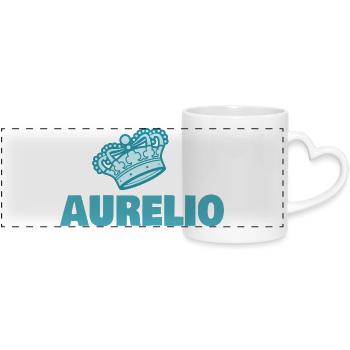 Geschenk für Aurelio - Panoramatasse mit Herzhenkel - Weiß - Vorne