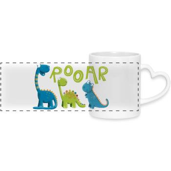 ROOAR Dino Arten Motiv I Lustiges Kinder Geschenk - Panoramatasse mit Herzhenkel - Weiß - Vorne