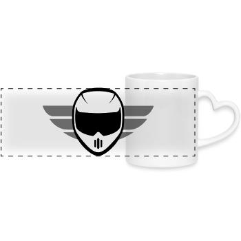 Casque de moto de sport avec des ailes - Mug panoramique avec anse en forme de cœur - blanc - Devant