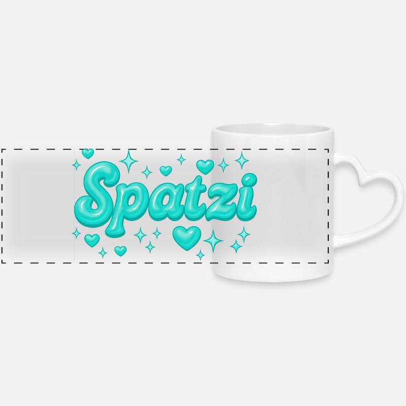 Spatzi / Y2K Design - Panoramic mug with heart handle - white