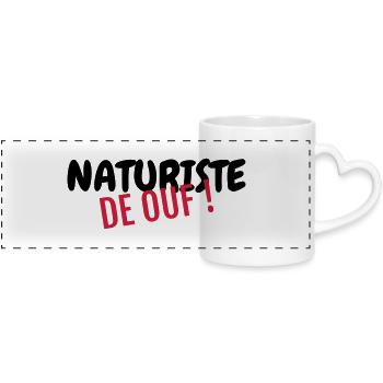 Naturisme / Naturiste / Nudisme / Nudiste - Mug panoramique avec anse en forme de cœur - blanc - Devant